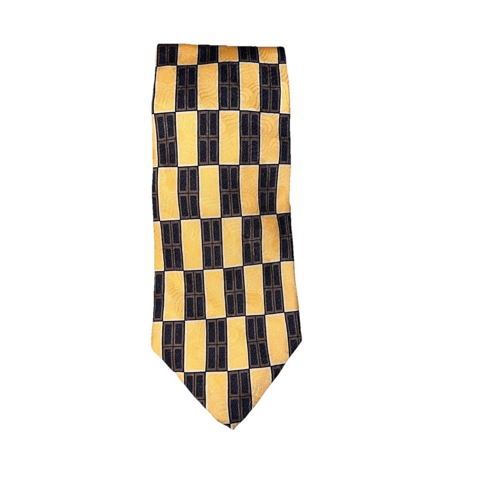Robert Talbert Studio Beer Bull Ltd Silk Handmade USA Yellow Multi Geometric